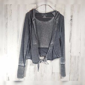 DKNY JEANS Distressed tie-front jacket